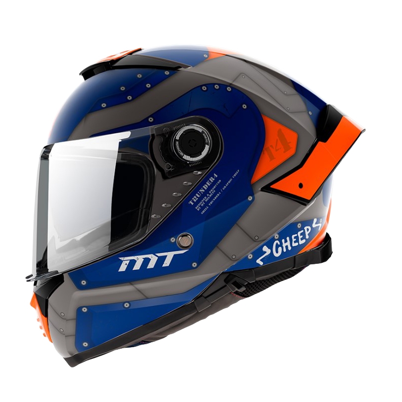 Integrálna prilba na motocykel MT Thunder 4 SV Cheep A7 oranžovo-modro-sivá