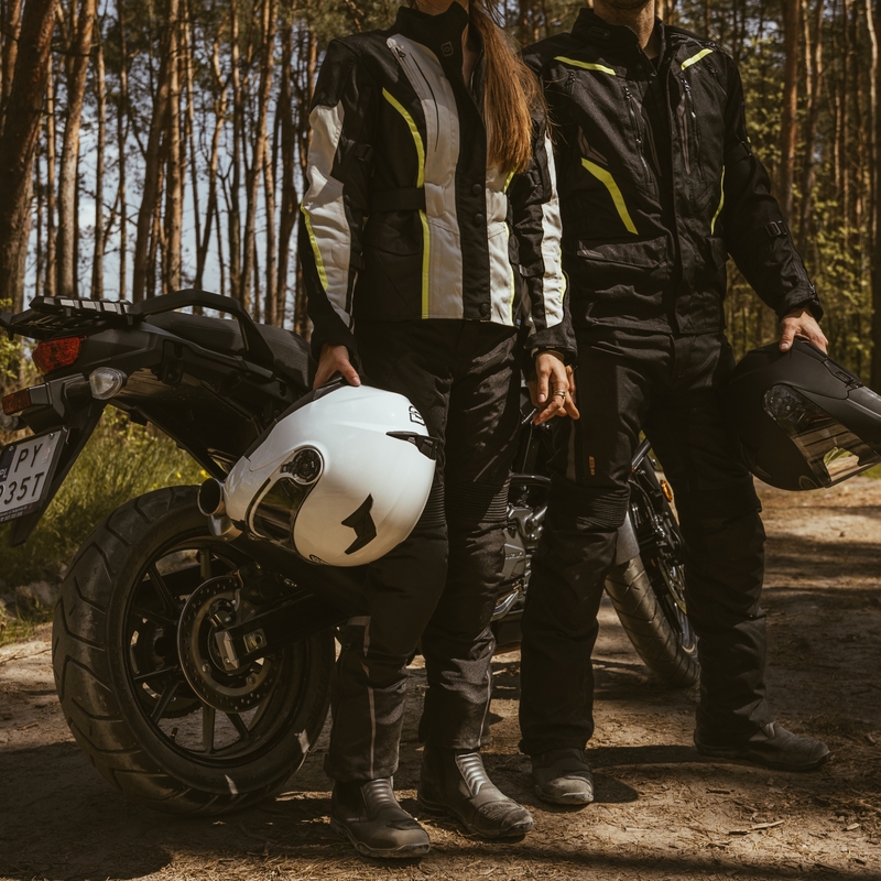 Dámska bunda na motocykel Ozone Sahara čierno-sivo-fluorescenčno žltá výpredaj