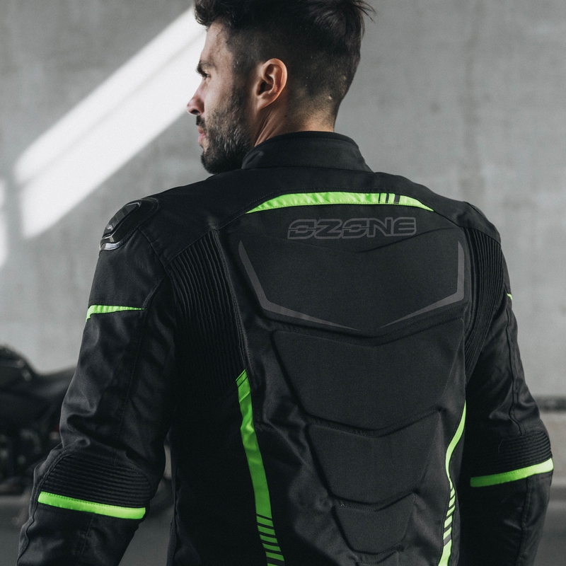 Bunda na motocykel Ozone Pulse čierno-fluorescenčno žltá