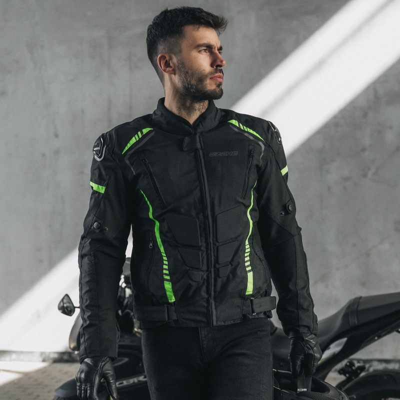 Bunda na motocykel Ozone Pulse čierno-fluorescenčno žltá
