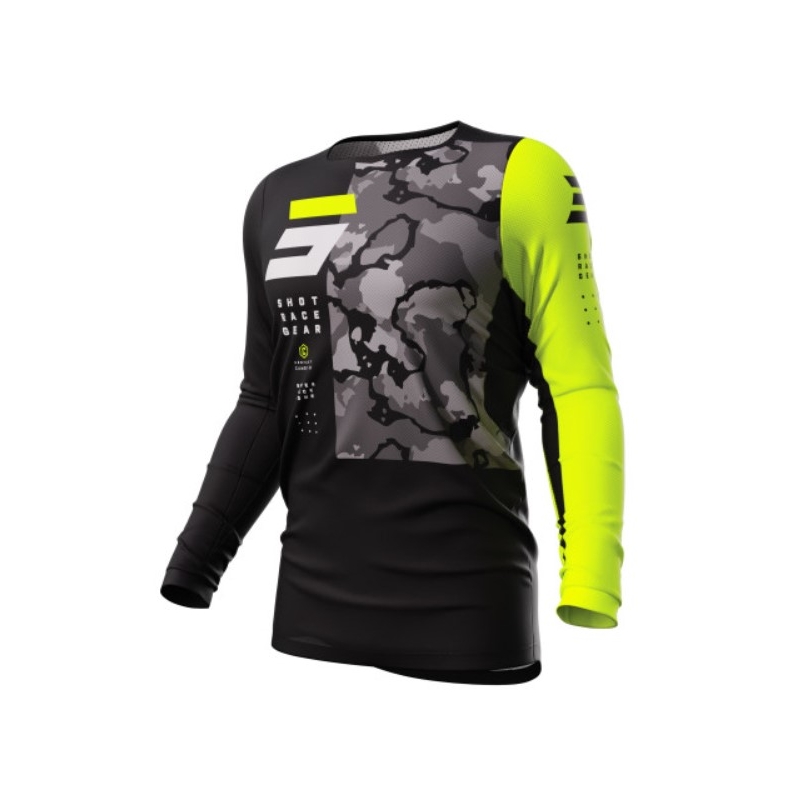 Motokrosový dres Shot Contact Camo 2.0 čierno-fluo žltý výpredaj