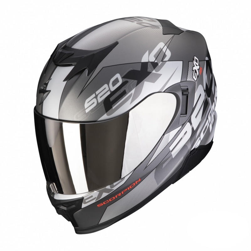 Integrálna prilba na motocykel Scorpion EXO-520 EVO Air Cover strieborno-červená matná