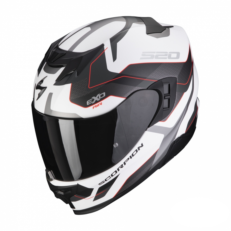Integrálna prilba na motocykel Scorpion EXO-520 EVO Air Elan bielo-strieborno-červená matná