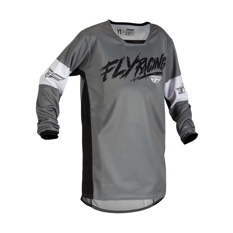 Detský motokrosový dres FLY Racing Kinetic Khaos čierno-bielo-sivý výpredaj