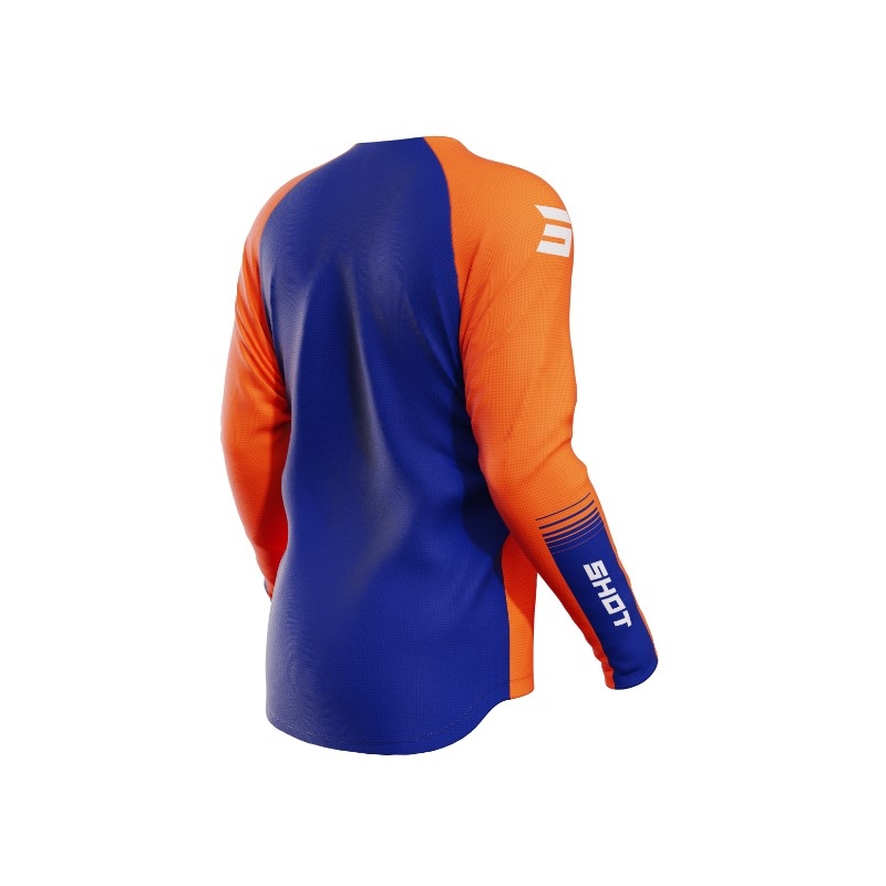 Detský motokrosový dres Shot Raw Kid Tracer bielo-modro-fluorescenčno oranžový