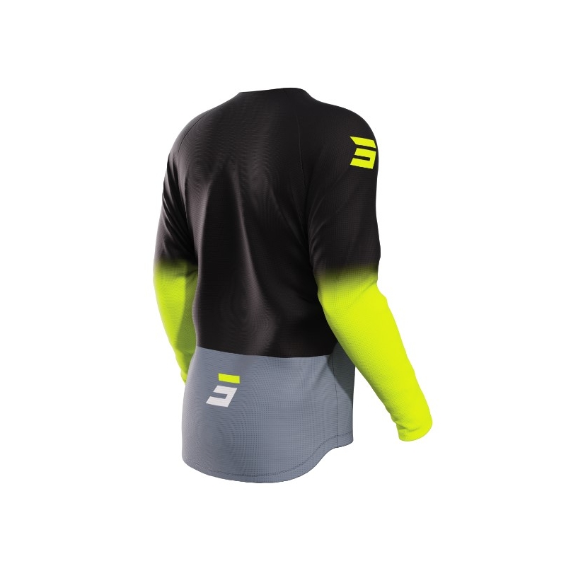 Detský motokrosový dres Shot Raw Kid Reflex čierno-sivo-fluorescenčno žltý