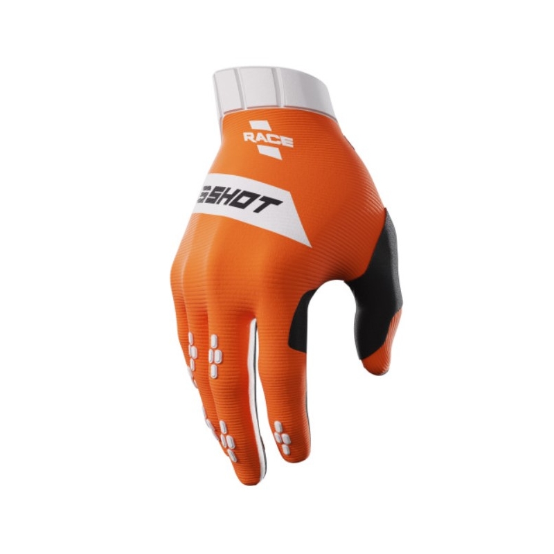Motokrosové rukavice Shot Race bielo-oranžové
