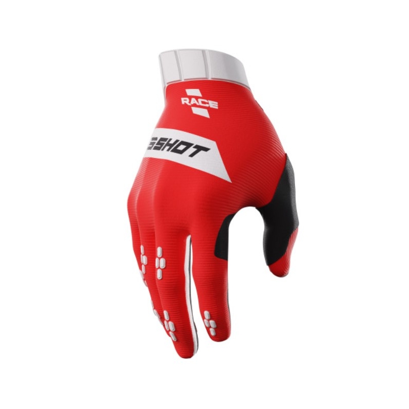 Motokrosové rukavice Shot Race bielo-červené
