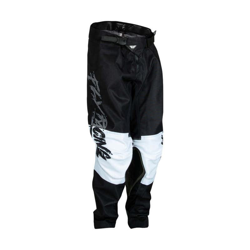 Detské motokrosové nohavice FLY Racing Kinetic Khaos šedo-čierno-biele výpredaj