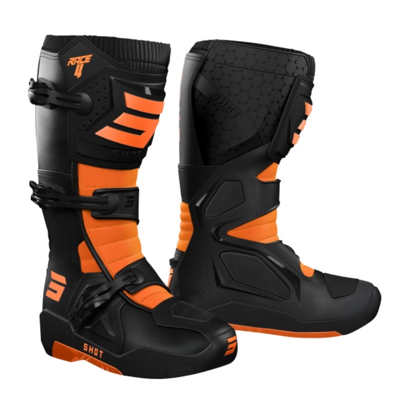 Vysoké čižmy na motocykel Shot Race 4 čierno-oranžové výpredaj