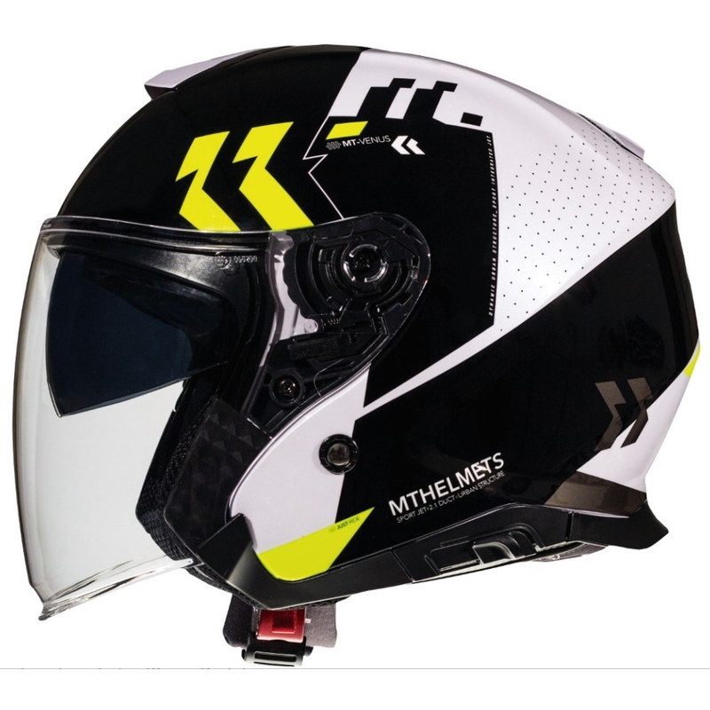 Otvorená prilba na motocykel MT Thunder 3 SV Venus čierno-bielo-fluorescenčno žltá - II. akosť