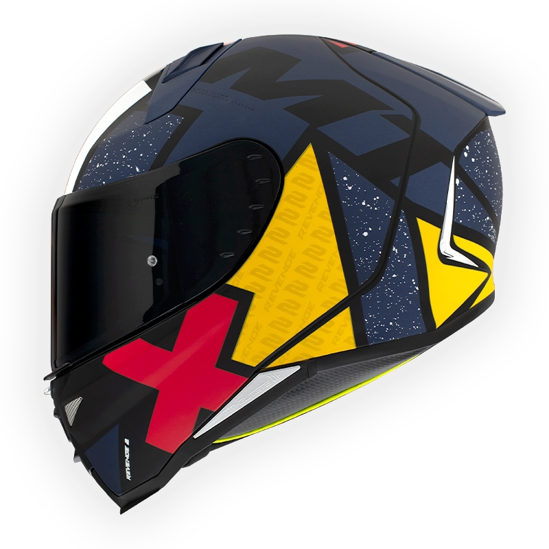 Integrálna prilba na motocykel MT FF110 Revenge 2 Light modro-červeno-žltá matná
