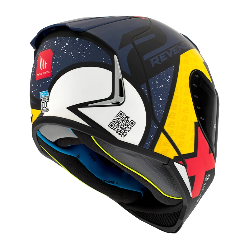 Integrálna prilba na motocykel MT FF110 Revenge 2 Light modro-červeno-žltá matná