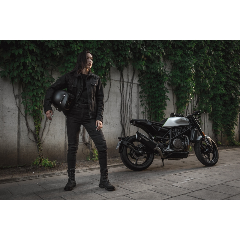 Dámske jeansy na motocykel PANDO MOTO Kusari Cor 01 čierne výpredaj