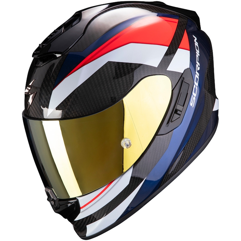 Integrálna prilba Scorpion EXO-1400 Carbon Air Legion čierno-červeno-modrá - II. akosť