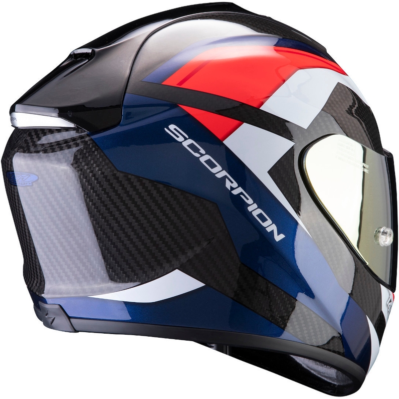 Integrálna prilba Scorpion EXO-1400 Carbon Air Legion čierno-červeno-modrá - II. akosť