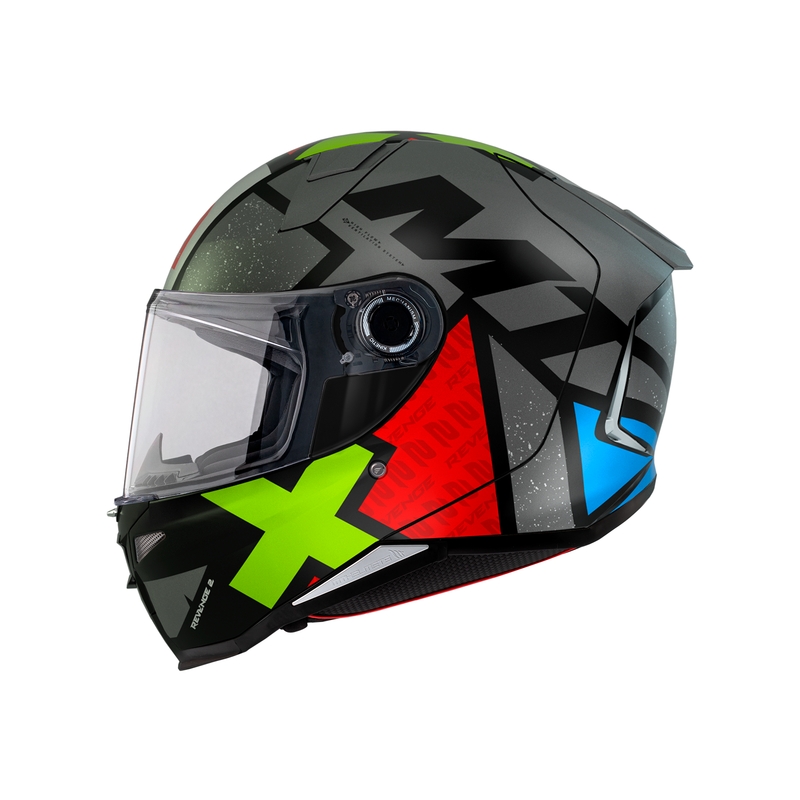 Integrálna prilba na motocykel MT FF110 Revenge 2 Light šedo-červeno-zelená