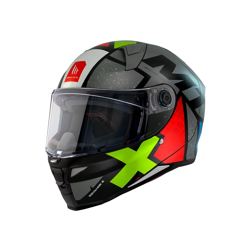 Integrálna prilba na motocykel MT FF110 Revenge 2 Light šedo-červeno-zelená