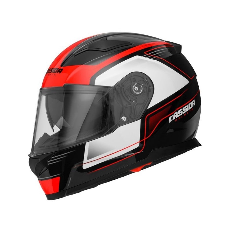 Prilba na motocykel Cassida Apex Fusion čierno-bielo-fluorescenčno červená - II. akosť