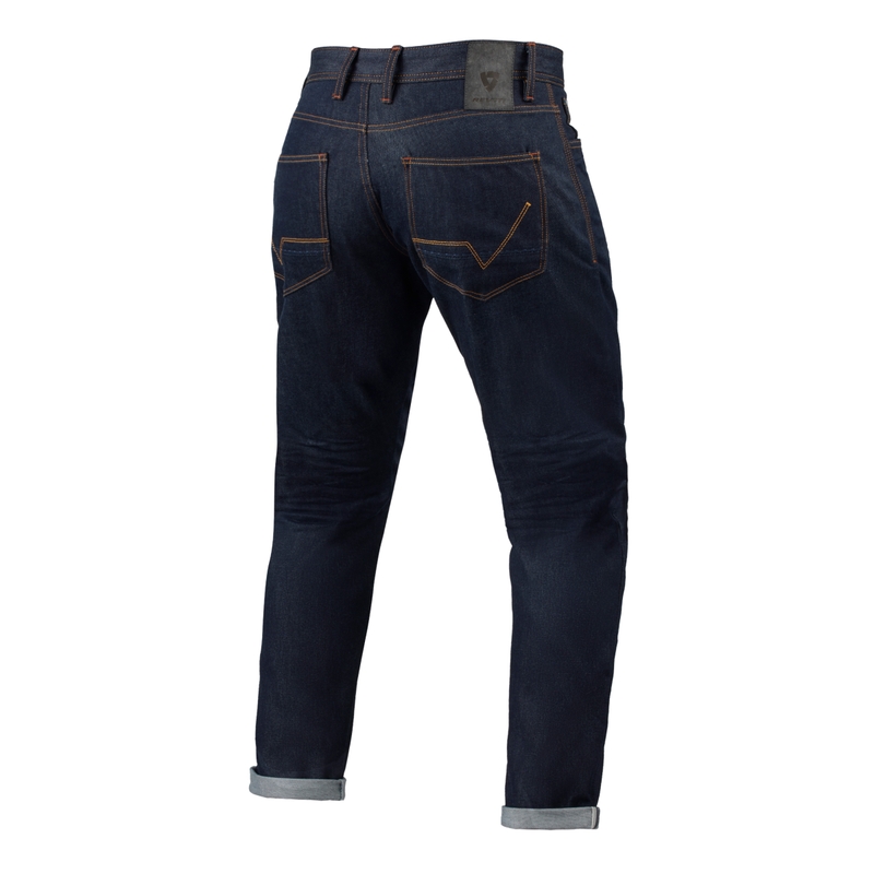 Predĺžené jeansy na motocykel Revit Lewis Selvedge TF tmavomodré
