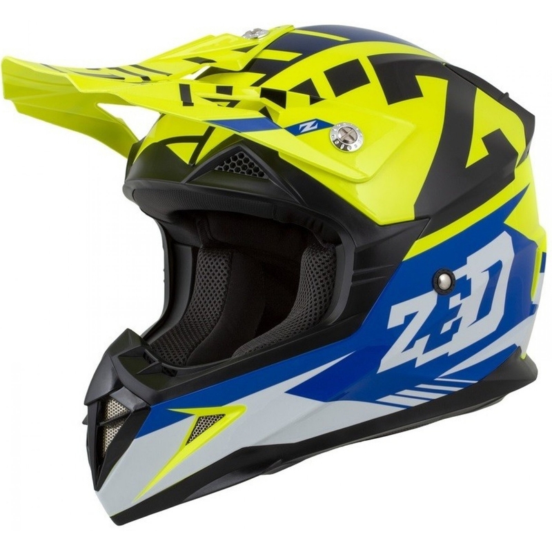Detská motokrosová prilba ZED X1.9D modro-fluorescenčno žlto-čierno-biela