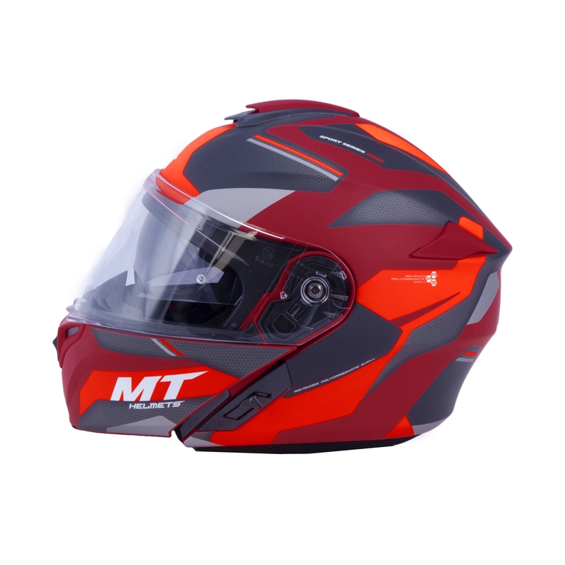 Vyklápacia prilba na motocykel MT Storm ST-ONE červeno-čierna - II. akosť