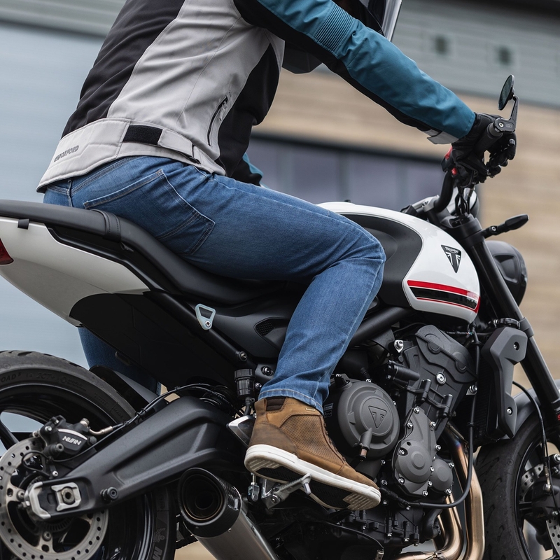 Jeansy na motocykel Oxford Original Approved Jeans AA Slim fit svetlomodré