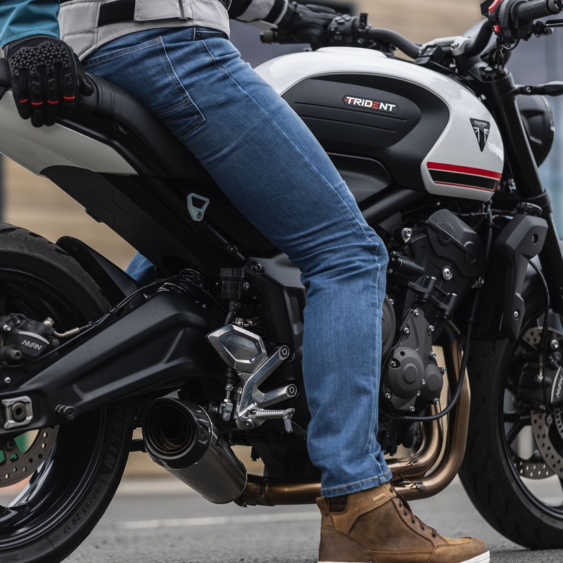 Jeansy na motocykel Oxford Original Approved Jeans AA Slim fit svetlomodré