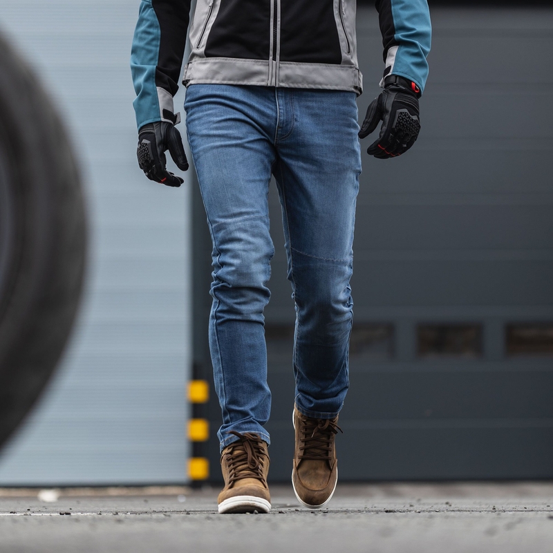 Jeansy na motocykel Oxford Original Approved Jeans AA Slim fit svetlomodré