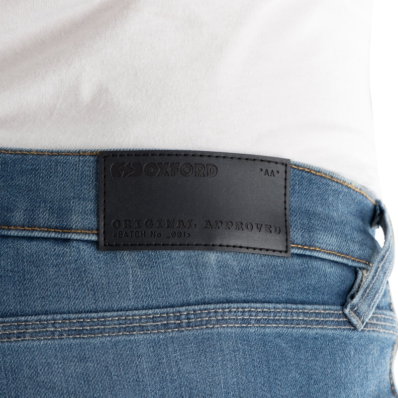 Jeansy na motocykel Oxford Original Approved Jeans AA Slim fit svetlomodré
