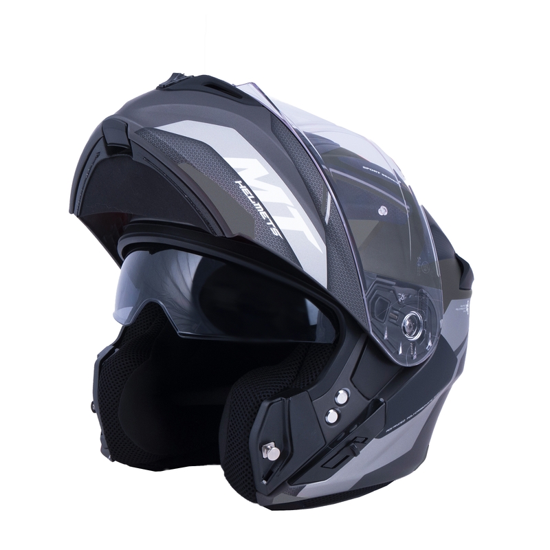 Vyklápacia prilba na motocykel MT Storm ST-ONE čierno-šedá - II. akosť