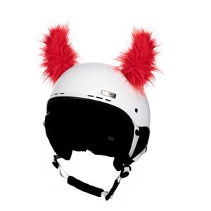 Uši na prilbu Rohy červené chlpaté