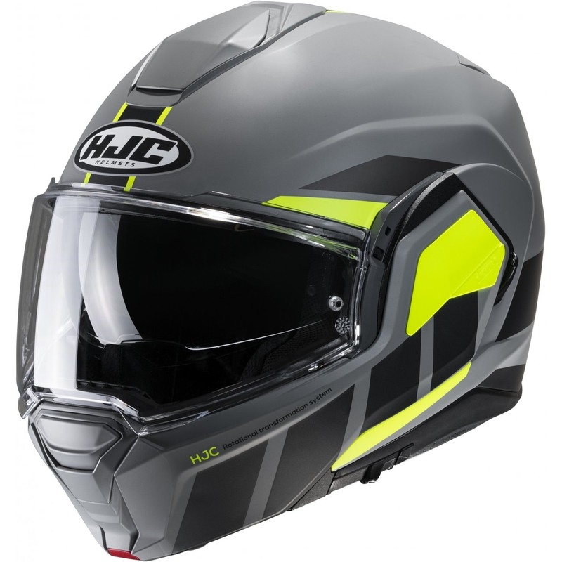 Preklápacia prilba na motocykel HJC i100 Beis MC3HSF čierno-sivo-fluo žltá