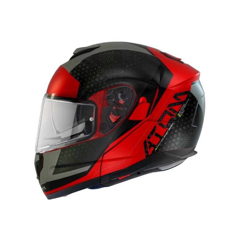 Odklápacia prilba na motocykel MT Atom SV Adventure A5 čierno-sivo-červená
