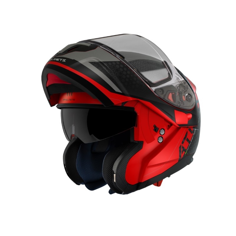 Odklápacia prilba na motocykel MT Atom SV Adventure A5 čierno-sivo-červená