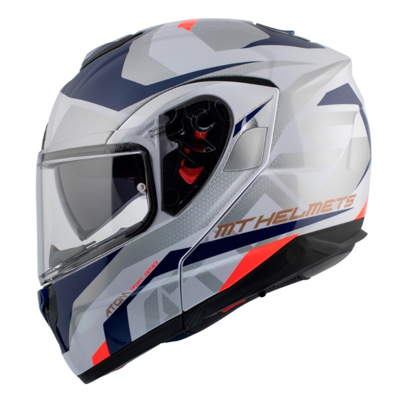 Odklápacia prilba na motocykel MT Atom SV Skill A0 bielo-modrá výpredaj