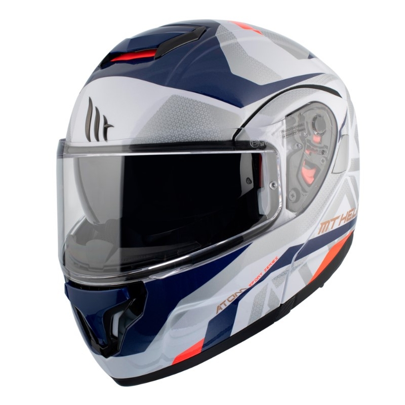 Odklápacia prilba na motocykel MT Atom SV Skill A0 bielo-modrá výpredaj