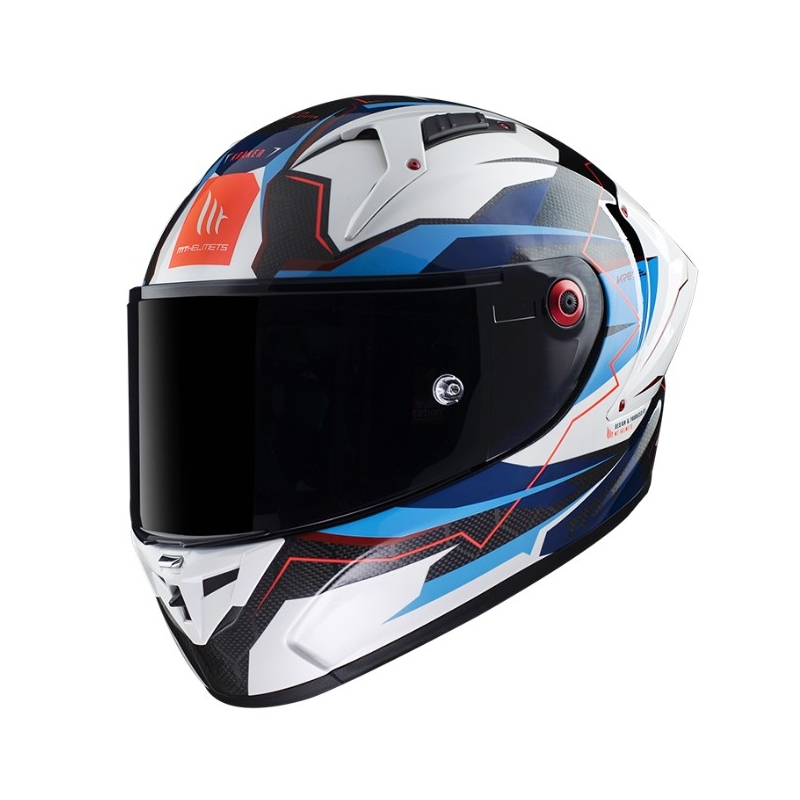 MT KRE+ Carbon Kraker B7 integrálna motocyklová prilba čierno-bielo-modrá