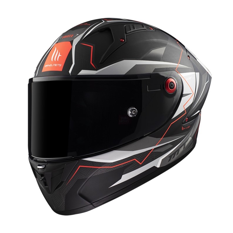 Integrálna prilba na motocykel MT KRE+ Carbon Kraker C5 červeno-sivo-čierna