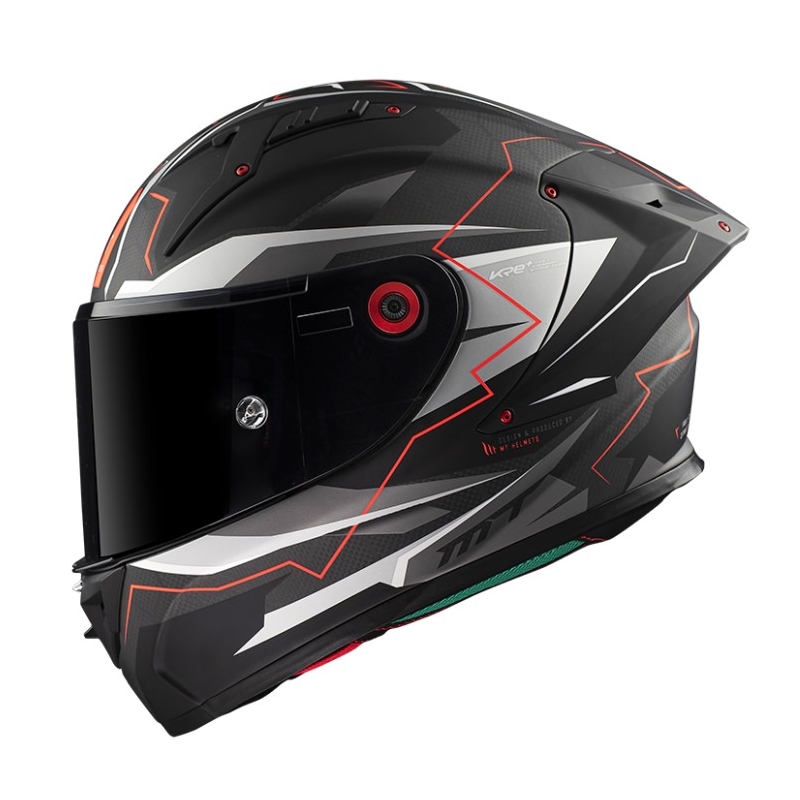 Integrálna prilba na motocykel MT KRE+ Carbon Kraker C5 červeno-sivo-čierna