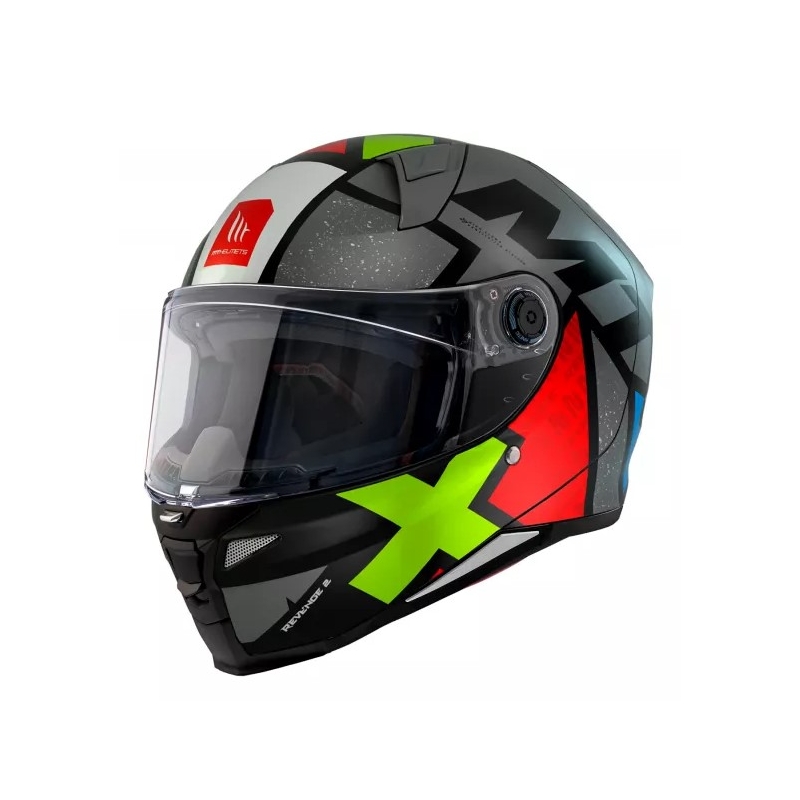Integrálna prilba na motocykel MT FF110 Revenge 2 Light šedo-červeno-zelená