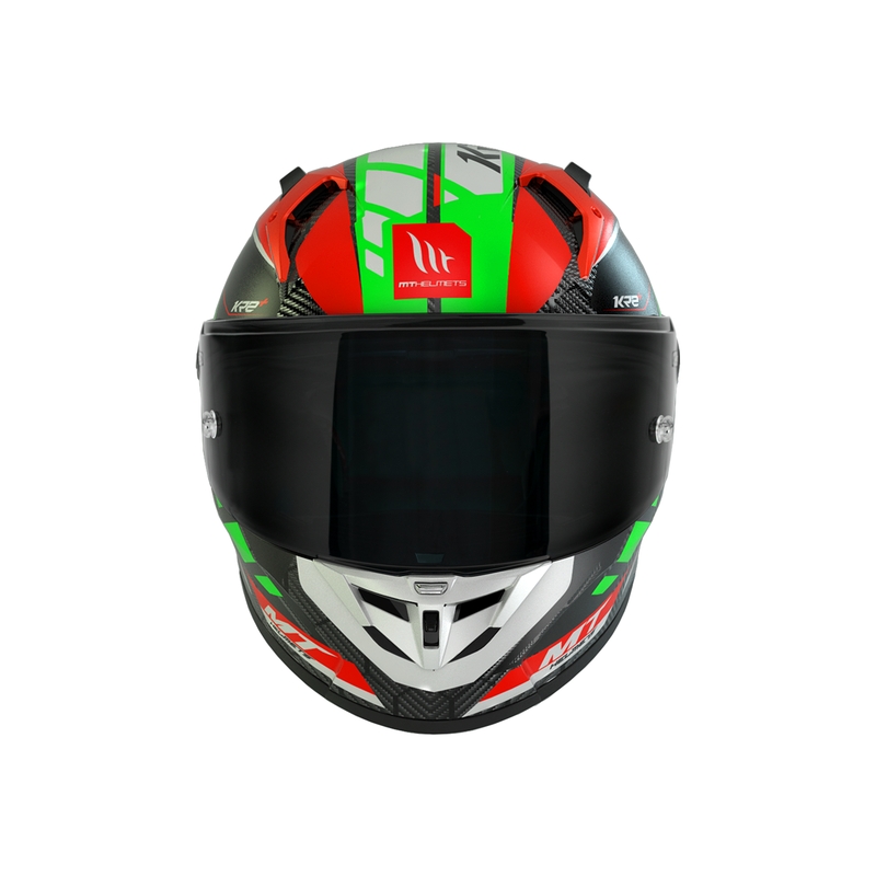 MT KRE+ Carbon Longlap Black-Green-Red Integral Motocyklová prilba