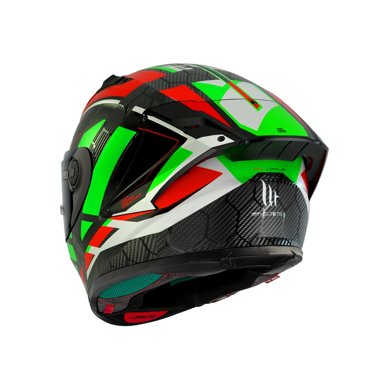 MT KRE+ Carbon Longlap Black-Green-Red Integral Motocyklová prilba