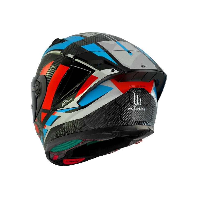 MT KRE+ Carbon Longlap Black-Grey-Red-Blue Integral Motocyklová prilba