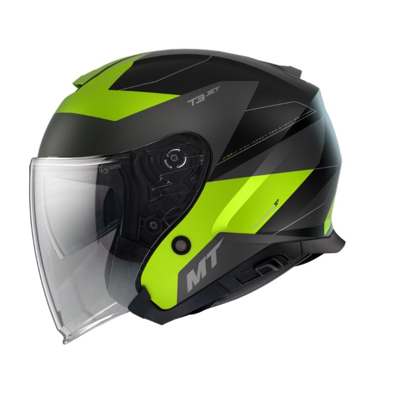 Otvorená prilba na motocykel MT Thunder 3 SV Jet Cooper čierno-šedo-fluo žltá výpredaj