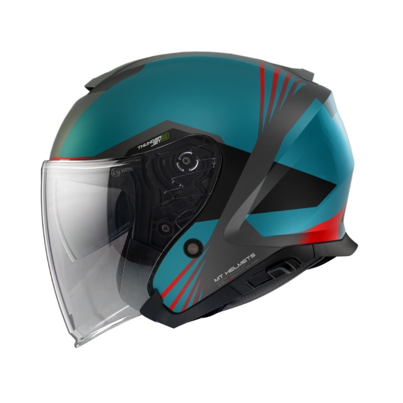 Otvorená prilba na motocykel MT Thunder 3 SV Jet Stargate A2 čierno-sivo-modrá výpredaj