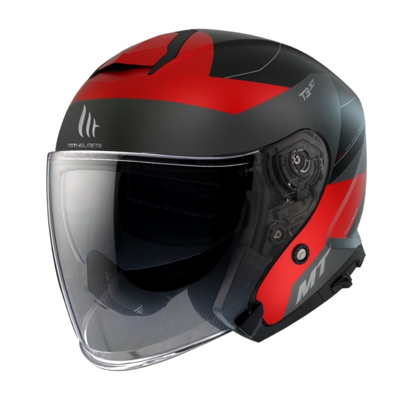 Otvorená prilba na motocykel MT Thunder 3 SV Jet Cooper čierno-sivo-červená výpredaj