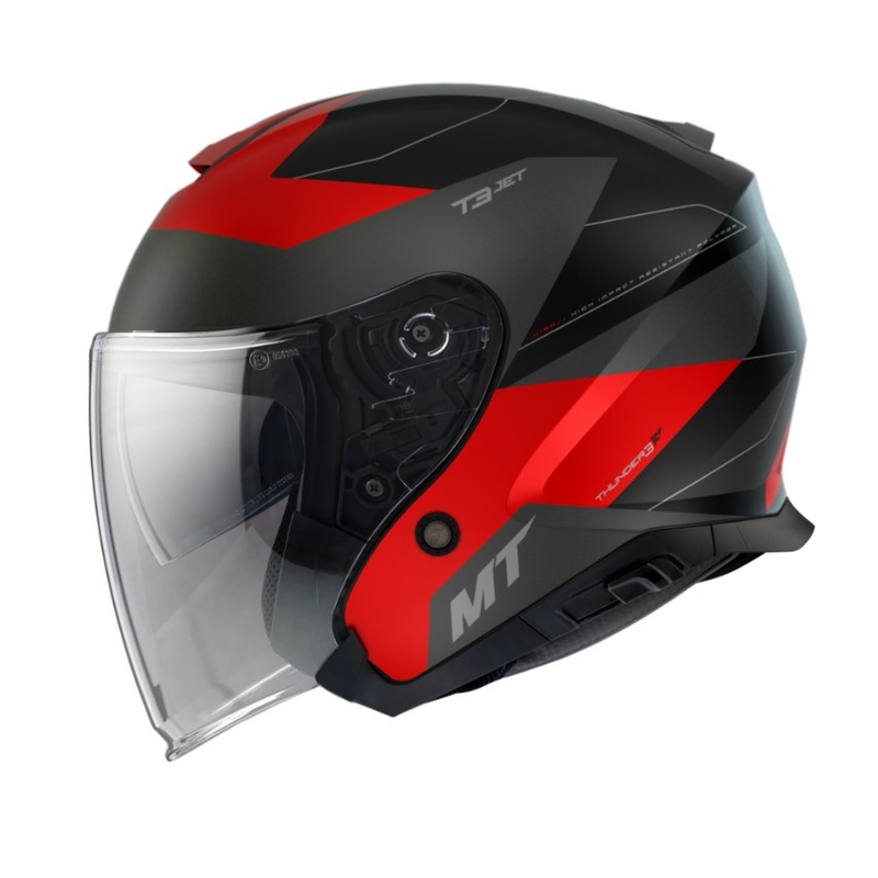 Otvorená prilba na motocykel MT Thunder 3 SV Jet Cooper čierno-sivo-červená výpredaj