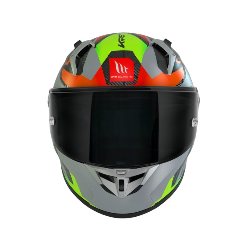 Integrálna prilba na motocykel MT FF103PLUSC KRE+ Carbon Projectile D2 červeno-zeleno-sivá