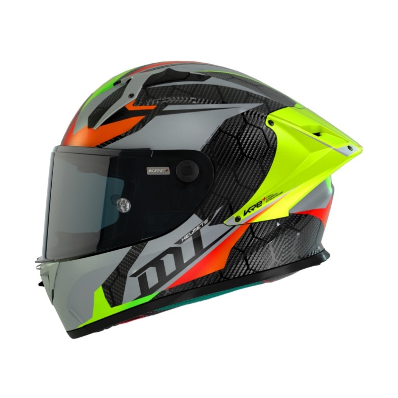 Integrálna prilba na motocykel MT FF103PLUSC KRE+ Carbon Projectile D2 červeno-zeleno-sivá